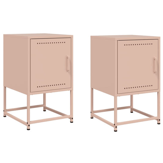 Bedside Cabinets 2 pcs Pink 36x39x60.5 cm Steel Bedside Cabinets 2 pcs Pink 36x39x60.5 cm Steel
