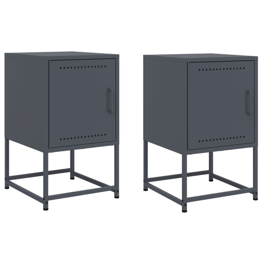 Bedside Cabinets 2 pcs Anthracite 36x39x60,5 cm Steel Bedside Cabinets 2 pcs Anthracite 36x39x60,5 cm Steel