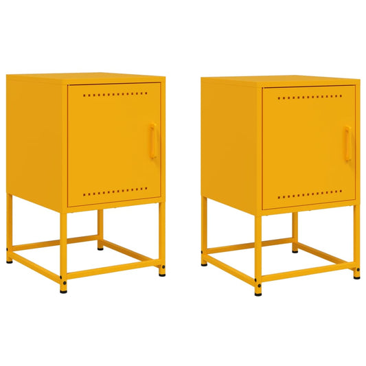 Bedside Cabinets 2 pcs Mustard Yellow 36x39x60,5 cm Steel Bedside Cabinets 2 pcs Mustard Yellow 36x39x60,5 cm Steel