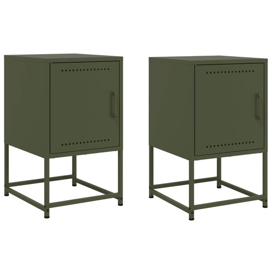 Bedside Cabinets 2 pcs Olive Green 36x39x60,5 cm Steel Bedside Cabinets 2 pcs Olive Green 36x39x60,5 cm Steel