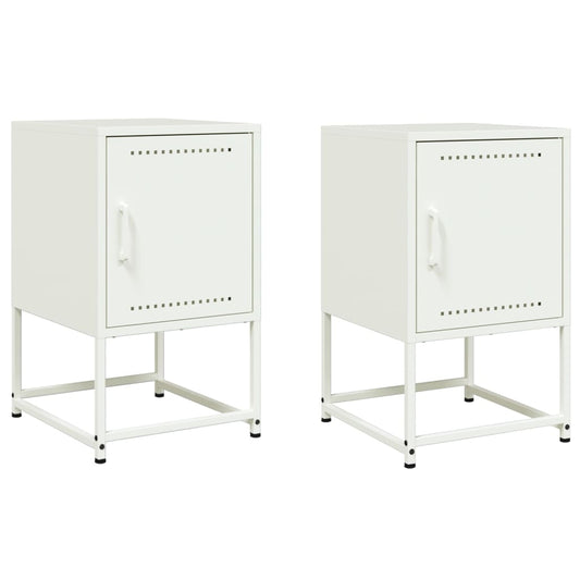 Bedside Cabinets 2 pcs White 36x39x60.5 cm Steel Bedside Cabinets 2 pcs White 36x39x60.5 cm Steel