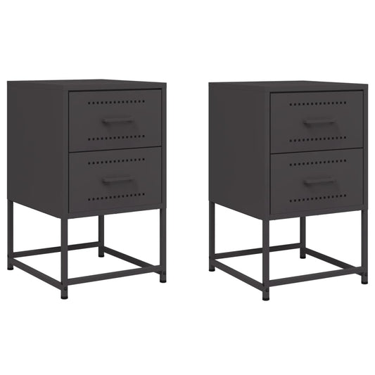 Bedside Cabinets 2 pcs Black 36x39x60,5 cm Steel Bedside Cabinets 2 pcs Black 36x39x60,5 cm Steel