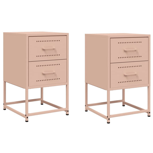 Bedside Cabinets 2 pcs Pink 36x39x60,5 cm Steel Bedside Cabinets 2 pcs Pink 36x39x60,5 cm Steel