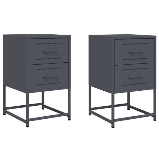 Bedside Cabinets 2 pcs Anthracite 36x39x60,5 cm Steel Bedside Cabinets 2 pcs Anthracite 36x39x60,5 cm Steel