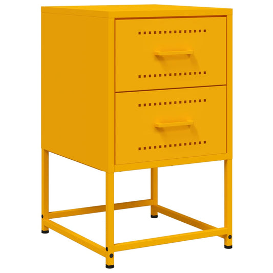Bedside Cabinet Mustard Yellow 36x39x60,5 cm Steel Bedside Cabinet Mustard Yellow 36x39x60,5 cm Steel