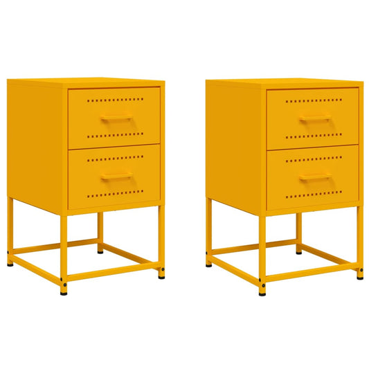 Bedside Cabinets 2 pcs Mustard Yellow 36x39x60.5 cm Steel Bedside Cabinets 2 pcs Mustard Yellow 36x39x60.5 cm Steel