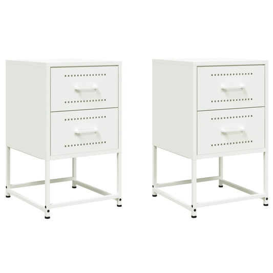 Bedside Cabinets 2 pcs White 36x39x60,5 cm Steel Bedside Cabinets 2 pcs White 36x39x60,5 cm Steel