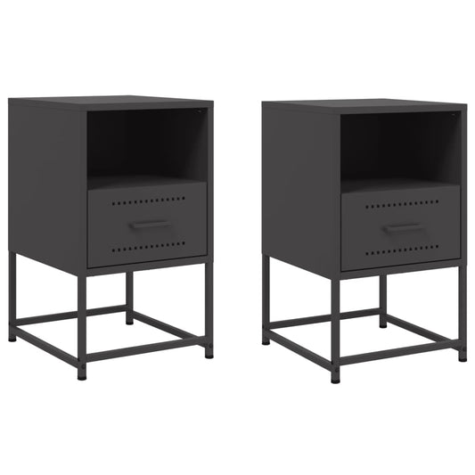 Bedside Cabinets 2 pcs Black 36x39x60.5 cm Steel Bedside Cabinets 2 pcs Black 36x39x60.5 cm Steel