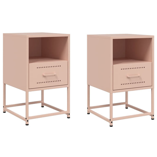Bedside Cabinets 2 pcs Pink 36x39x60,5 cm Steel Bedside Cabinets 2 pcs Pink 36x39x60,5 cm Steel