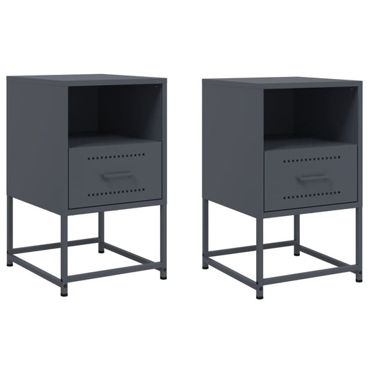 Bedside Cabinets 2 pcs Anthracite 36x39x60.5 cm Steel Bedside Cabinets 2 pcs Anthracite 36x39x60.5 cm Steel