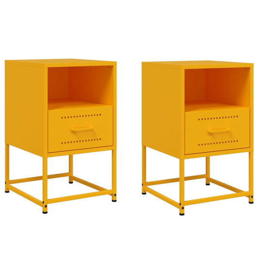 Bedside Cabinets 2 pcs Mustard Yellow 36x39x60,5 cm Steel Bedside Cabinets 2 pcs Mustard Yellow 36x39x60,5 cm Steel