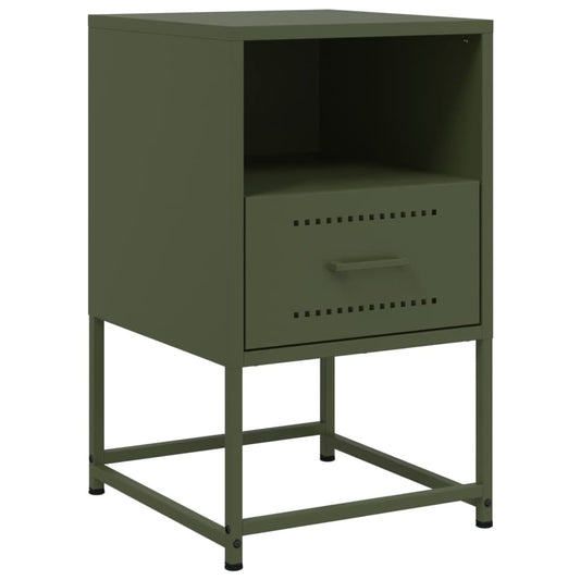 Bedside Cabinet Olive Green 36x39x60.5 cm Steel Bedside Cabinet Olive Green 36x39x60.5 cm Steel