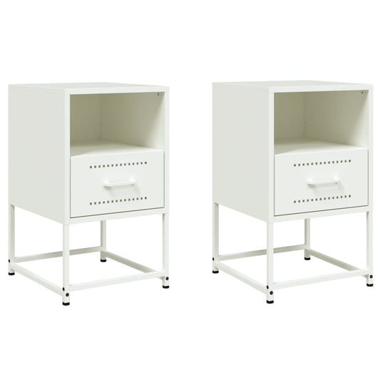 Bedside Cabinets 2 pcs White 36x39x60,5 cm Steel Bedside Cabinets 2 pcs White 36x39x60,5 cm Steel