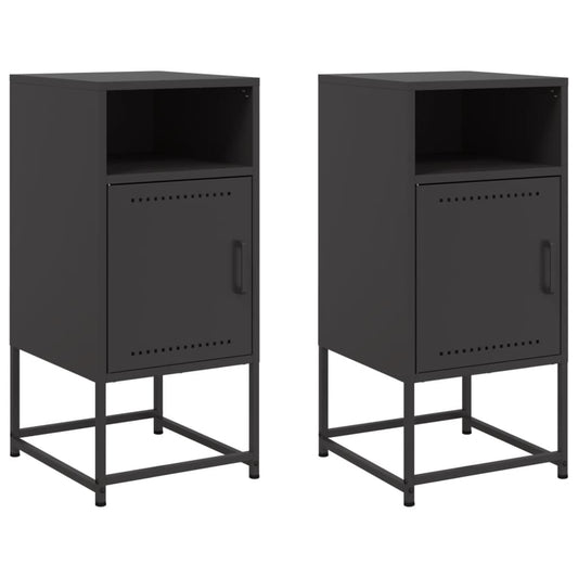 Bedside Cabinets 2 pcs Black 36x39x78 cm Steel Bedside Cabinets 2 pcs Black 36x39x78 cm Steel