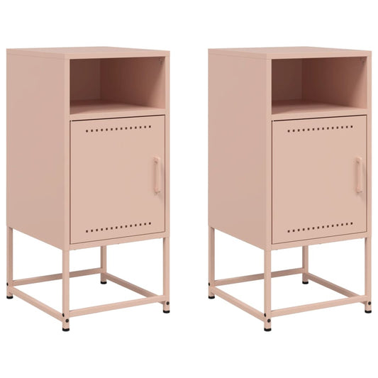 Bedside Cabinets 2 pcs Pink 36x39x78 cm Steel Bedside Cabinets 2 pcs Pink 36x39x78 cm Steel