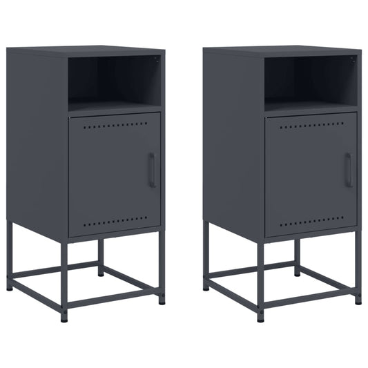 Bedside Cabinets 2 pcs Anthracite 36x39x78 cm Steel Bedside Cabinets 2 pcs Anthracite 36x39x78 cm Steel