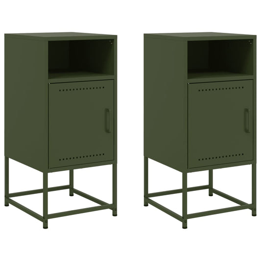 Bedside Cabinets 2 pcs Olive Green 36x39x78 cm Steel Bedside Cabinets 2 pcs Olive Green 36x39x78 cm Steel