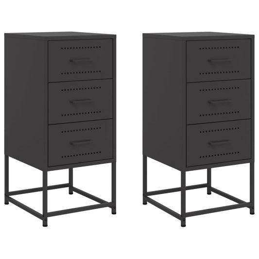 Bedside Cabinets 2 pcs Black 36x39x78 cm Steel Bedside Cabinets 2 pcs Black 36x39x78 cm Steel