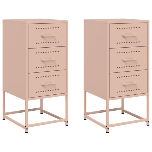 Bedside Cabinets 2 pcs Pink 36x39x78 cm Steel Bedside Cabinets 2 pcs Pink 36x39x78 cm Steel