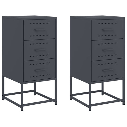 Bedside Cabinets 2 pcs Anthracite 36x39x78 cm Steel Bedside Cabinets 2 pcs Anthracite 36x39x78 cm Steel