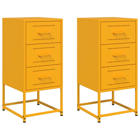 Bedside Cabinets 2 pcs Mustard Yellow 36x39x78 cm Steel Bedside Cabinets 2 pcs Mustard Yellow 36x39x78 cm Steel