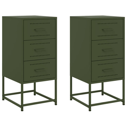Bedside Cabinets 2 pcs Olive Green 36x39x78 cm Steel Bedside Cabinets 2 pcs Olive Green 36x39x78 cm Steel