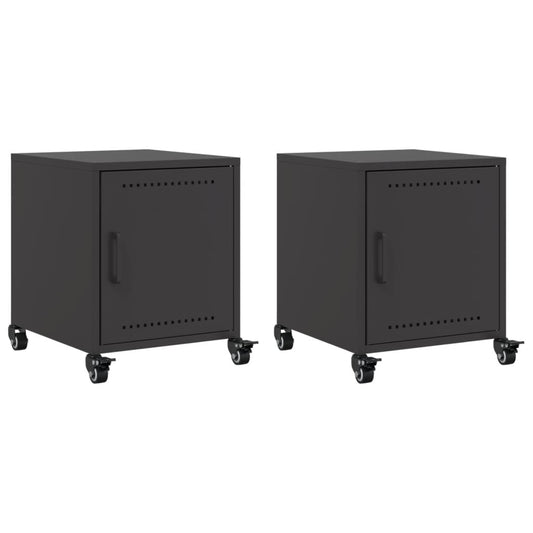 Bedside Cabinets 2 pcs Black 36x39x43.5 cm Steel Bedside Cabinets 2 pcs Black 36x39x43.5 cm Steel