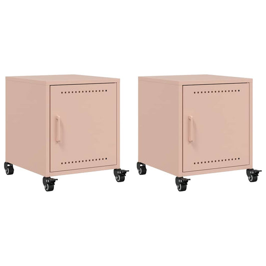 Bedside Cabinets 2 pcs Pink 36x39x43.5 cm Steel Bedside Cabinets 2 pcs Pink 36x39x43.5 cm Steel