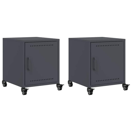 Bedside Cabinets 2 pcs Anthracite 36x39x43.5 cm Steel Bedside Cabinets 2 pcs Anthracite 36x39x43.5 cm Steel