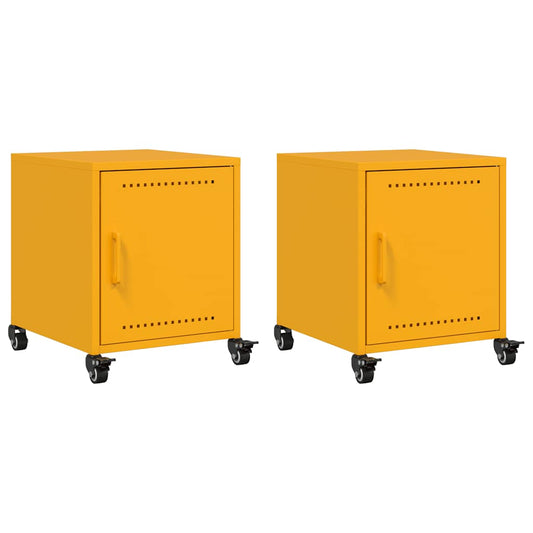 Bedside Cabinets 2 pcs Mustard Yellow 36x39x43.5 cm Steel Bedside Cabinets 2 pcs Mustard Yellow 36x39x43.5 cm Steel