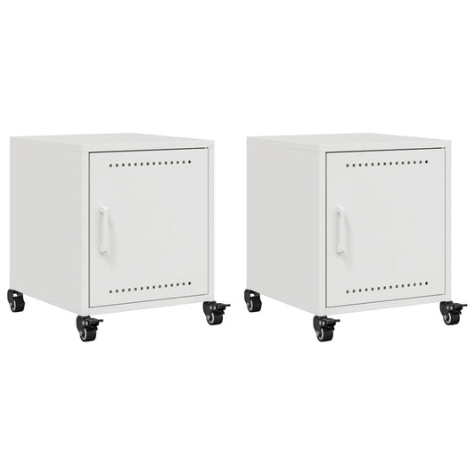 Bedside Cabinets 2 pcs White 36x39x43.5 cm Steel Bedside Cabinets 2 pcs White 36x39x43.5 cm Steel