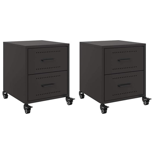 Bedside Cabinets 2 pcs Black 36x39x43,5 cm Steel Bedside Cabinets 2 pcs Black 36x39x43,5 cm Steel