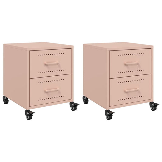 Bedside Cabinets 2 pcs Pink 36x39x43,5 cm Steel Bedside Cabinets 2 pcs Pink 36x39x43,5 cm Steel