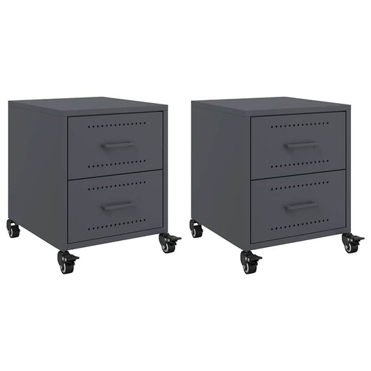 Bedside Cabinets 2 pcs Anthracite 36x39x43,5 cm Steel Bedside Cabinets 2 pcs Anthracite 36x39x43,5 cm Steel