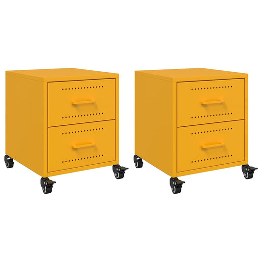 Bedside Cabinets 2 pcs Mustard Yellow 36x39x43,5 cm Steel Bedside Cabinets 2 pcs Mustard Yellow 36x39x43,5 cm Steel