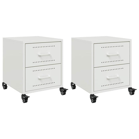 Bedside Cabinets 2 pcs White 36x39x43,5 cm Steel Bedside Cabinets 2 pcs White 36x39x43,5 cm Steel