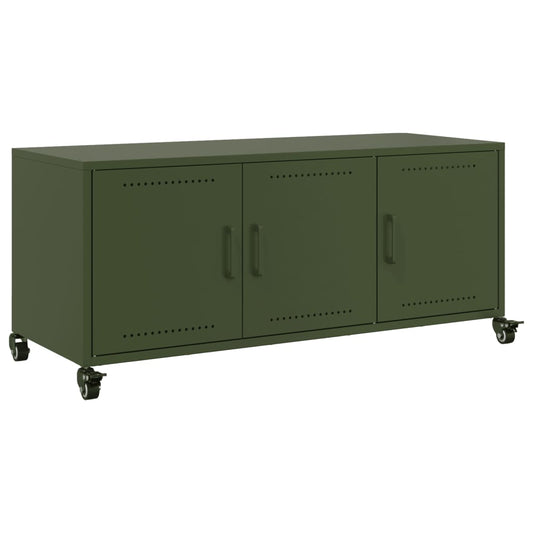 TV Cabinet Olive Green 100,5x39x43,5 cm Steel TV Cabinet Olive Green 100,5x39x43,5 cm Steel