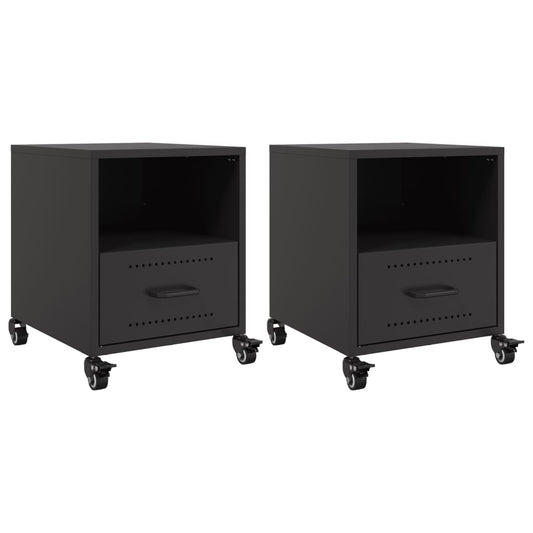 Bedside Cabinets 2 pcs Black 36x39x43.5 cm Steel Bedside Cabinets 2 pcs Black 36x39x43.5 cm Steel