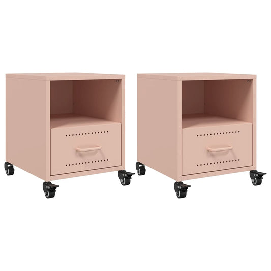 Bedside Cabinets 2 pcs Pink 36x39x43.5 cm Steel Bedside Cabinets 2 pcs Pink 36x39x43.5 cm Steel