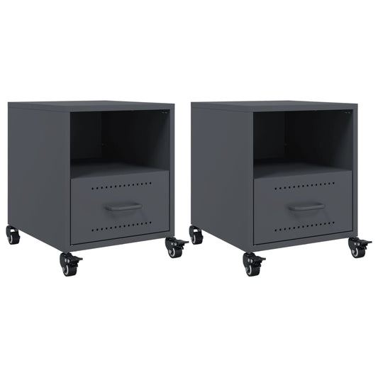 Bedside Cabinets 2 pcs Anthracite 36x39x43.5 cm Steel Bedside Cabinets 2 pcs Anthracite 36x39x43.5 cm Steel
