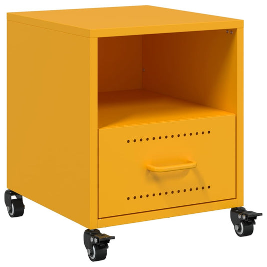 Bedside Cabinet Mustard Yellow 36x39x43.5 cm Steel Bedside Cabinet Mustard Yellow 36x39x43.5 cm Steel
