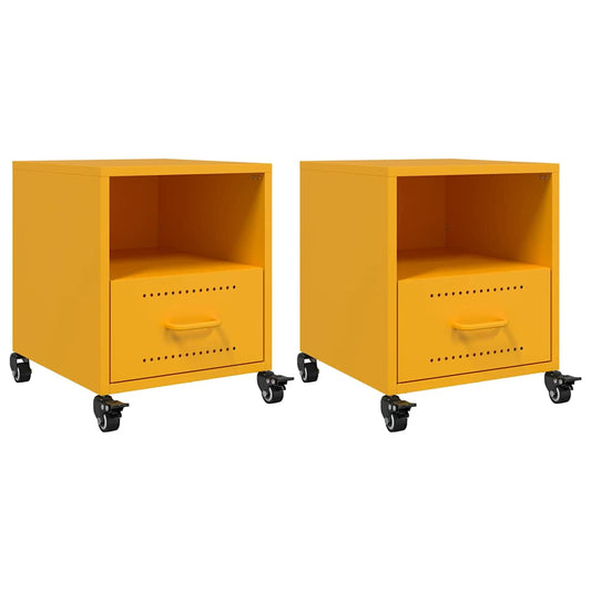 Bedside Cabinets 2 pcs Mustard Yellow 36x39x43.5 cm Steel Bedside Cabinets 2 pcs Mustard Yellow 36x39x43.5 cm Steel