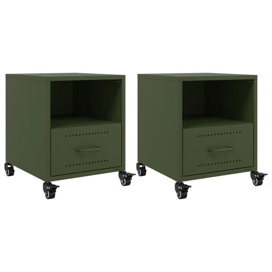 Bedside Cabinets 2 pcs Olive Green 36x39x43.5 cm Steel Bedside Cabinets 2 pcs Olive Green 36x39x43.5 cm Steel