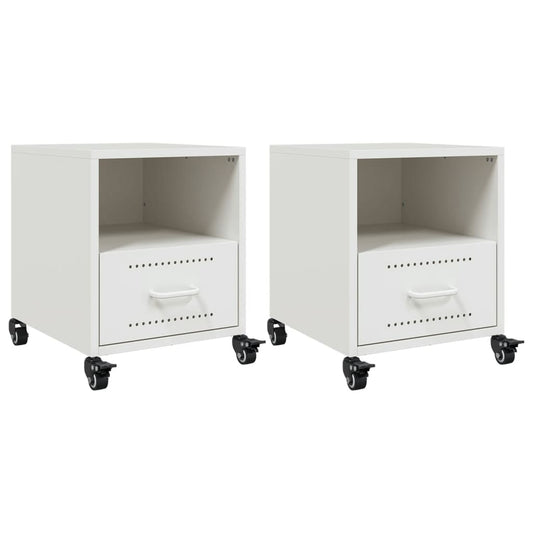 Bedside Cabinets 2 pcs White 36x39x43,5 cm Steel Bedside Cabinets 2 pcs White 36x39x43,5 cm Steel