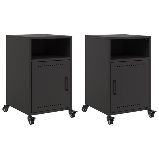 Bedside Cabinets 2 pcs Black 36x39x59 cm Steel Bedside Cabinets 2 pcs Black 36x39x59 cm Steel