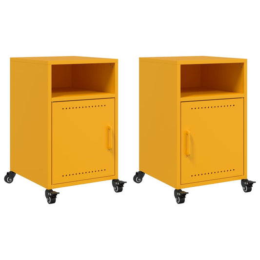 Bedside Cabinets 2 pcs Mustard Yellow 36x39x59 cm Steel Bedside Cabinets 2 pcs Mustard Yellow 36x39x59 cm Steel
