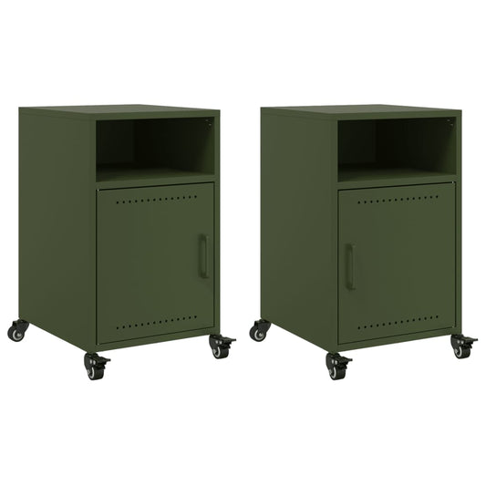 Bedside Cabinets 2 pcs Olive Green 36x39x59 cm Steel Bedside Cabinets 2 pcs Olive Green 36x39x59 cm Steel