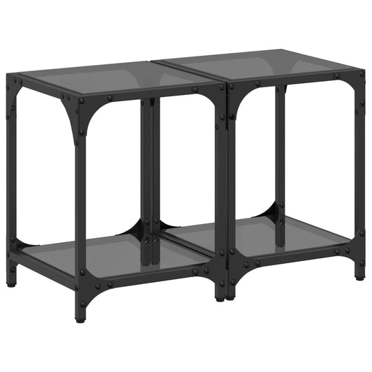Coffee Tables with Black Glass Top 2 pcs 30x30x40 cm Steel Coffee Tables with Black Glass Top 2 pcs 30x30x40 cm Steel