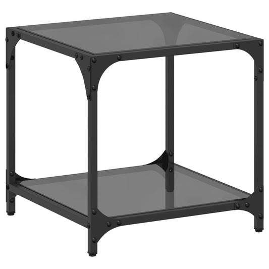 Coffee Table with Black Glass Top 40x40x40 cm Steel Coffee Table with Black Glass Top 40x40x40 cm Steel