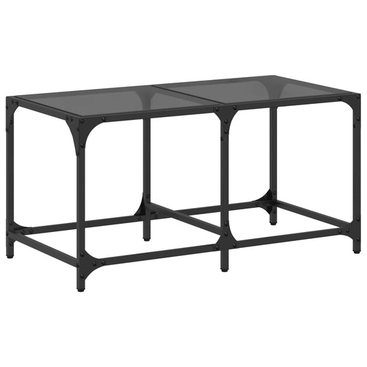 Coffee Table with Black Glass Top 78.5x40x40 cm Steel Coffee Table with Black Glass Top 78.5x40x40 cm Steel